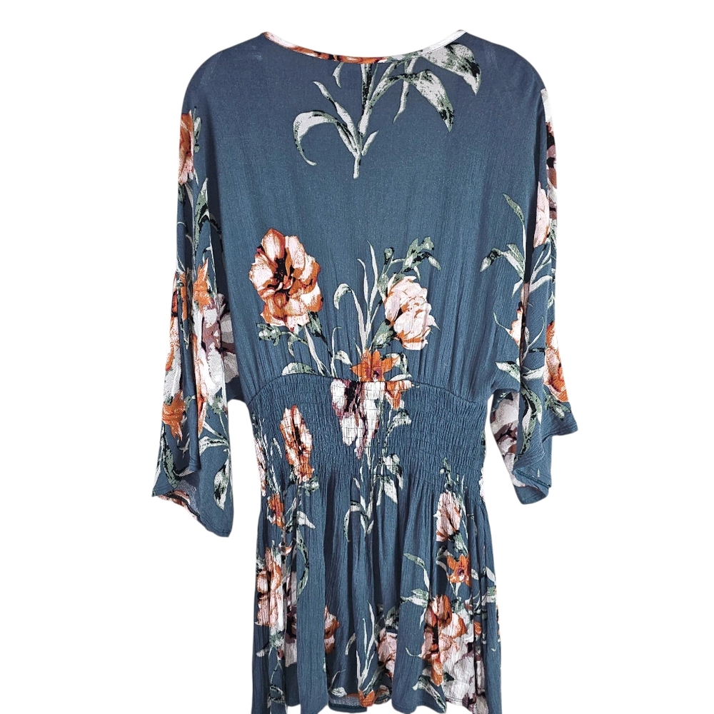 Lulu's Teal Floral Skort Dress Romper In M - Picture 5 of 8